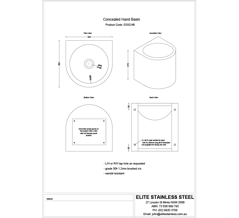 Concealed Round Hand Basin - Image 2